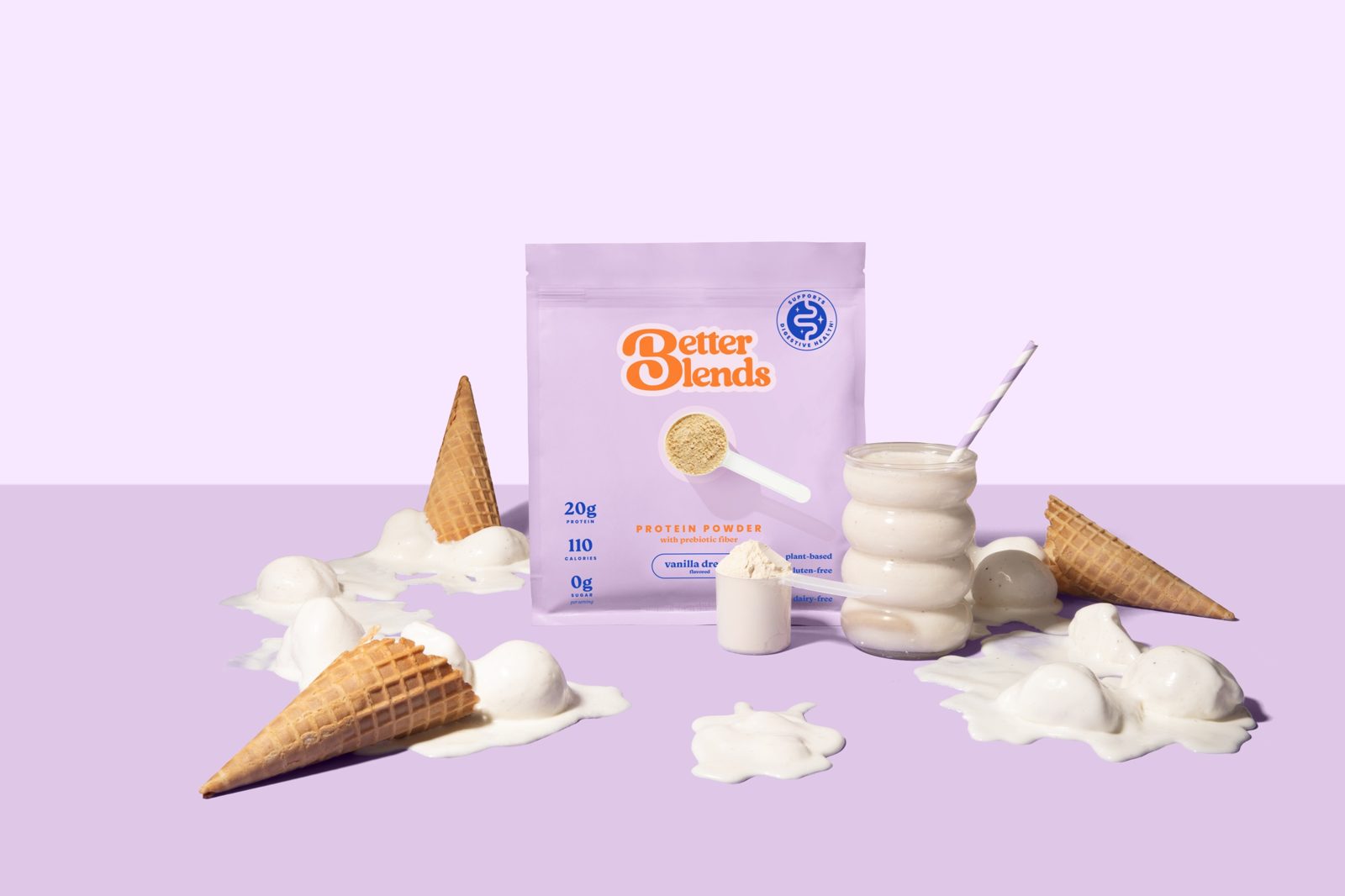 Better Blends protein powder with ice cream cones