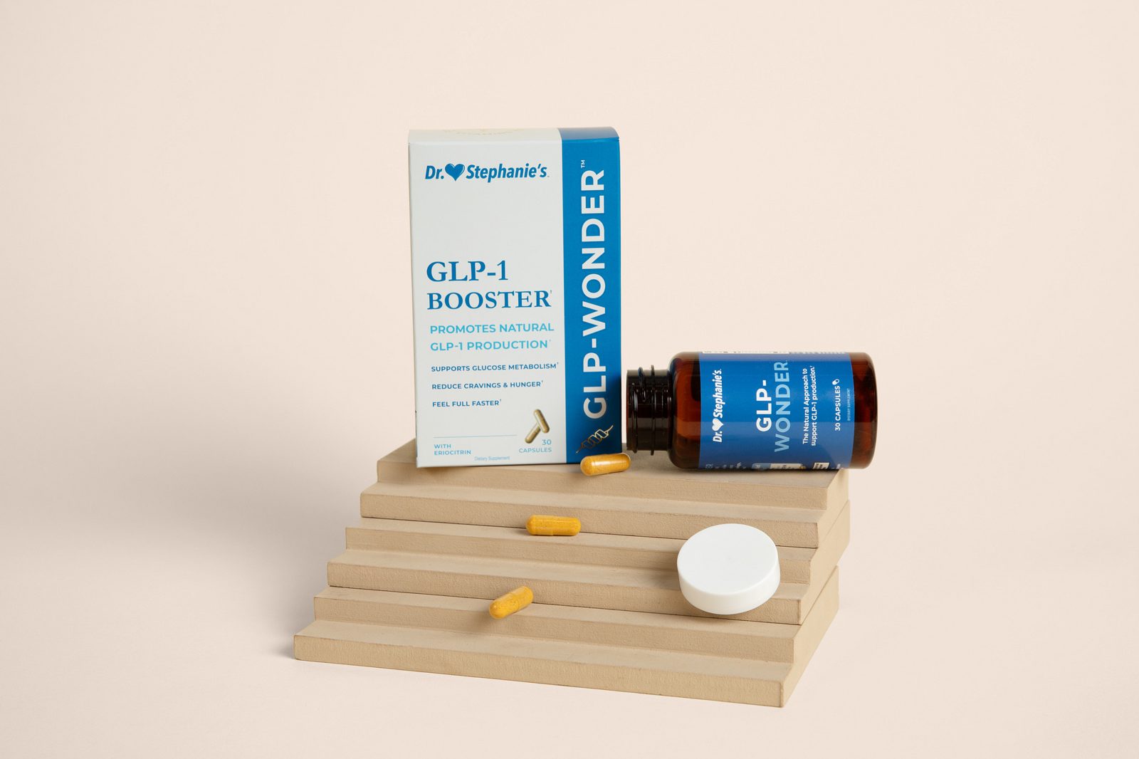 Dr. Stephanie's GLP-Wonder supplement box and bottle